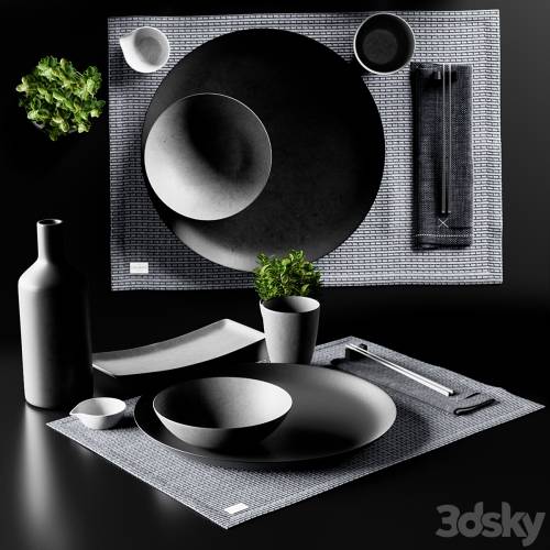 '3dsky Pro - Japanese minimalist Sushi set with Plant from Chalk and Moss' '3dsky Pro - Japanese minimalist Sushi set with Plant from Chalk and Moss'