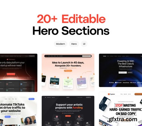 20+ Editable High-quality Hero Sections for Figma 20+ Editable High-quality Hero Sections for Figma