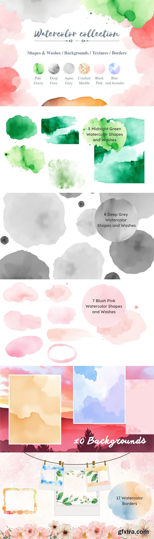 Watercolor Collection - Hand-painted Shapes & Swashes Watercolor Collection - Hand-painted Shapes & Swashes