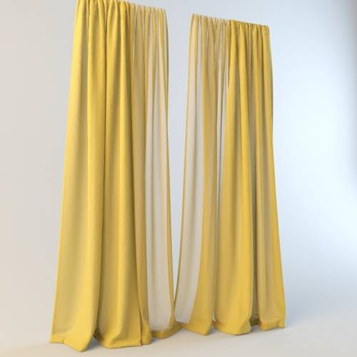 '3dsky Pro - yellow curtains with tulle' '3dsky Pro - yellow curtains with tulle'