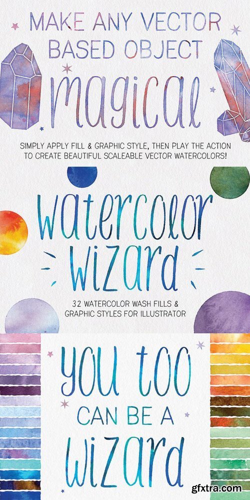 CM - Watercolor Wizard Illustrator Action 707403