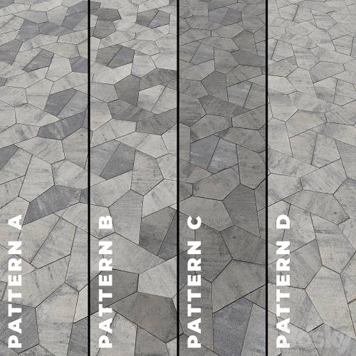 '3dsky Pro - Set of four textures of asymmetrical paving stones 