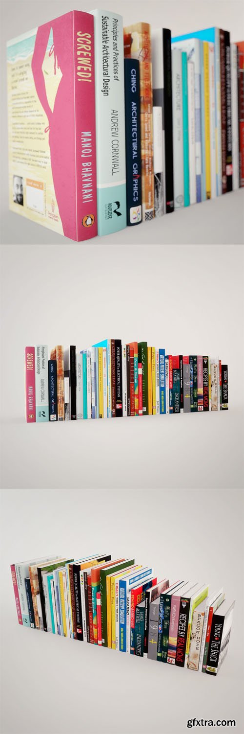 40 Arranged Books - 3D Model 40 Arranged Books - 3D Model