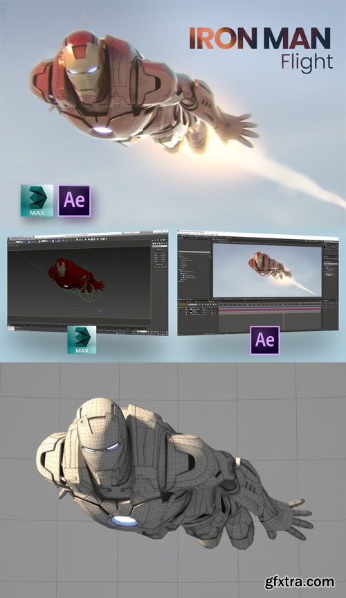 Iron Man - Flight Scene for 3ds Max and After Effects - 3D Model Iron Man - Flight Scene for 3ds Max and After Effects - 3D Model