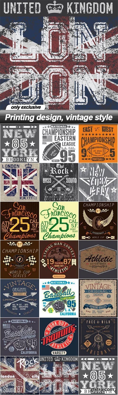 Printing Design, Vintage Style 25xEPS Printing Design, Vintage Style 25xEPS
