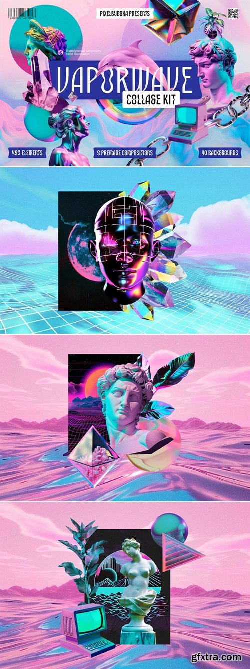 CreativeMarket - Vaporwave Collage Kit