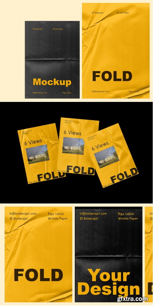 CreativeMarket - Fold - 6 Wrinkle Paper Mockup - 3365668
