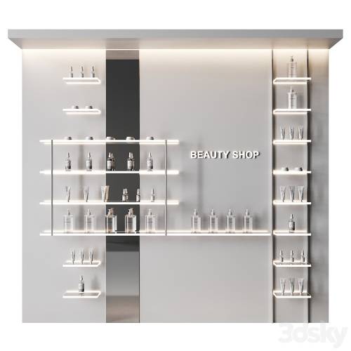 '3dsky Pro - Glowing shelves for a cosmetics store'