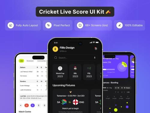 'Filllo Cricket live Score UI Kit' 'Filllo Cricket live Score UI Kit'
