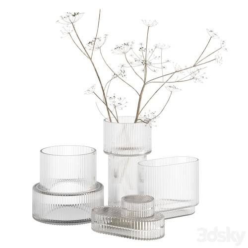 '3dsky Pro - Ripple Fluted Glass Vases HnM Home'