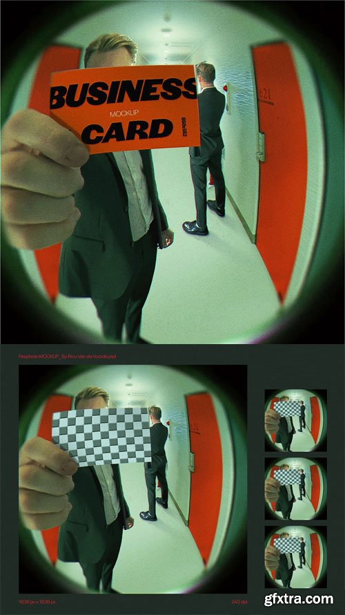 Business Card Viewing on Peephole - PSD Mockup Template Business Card Viewing on Peephole - PSD Mockup Template