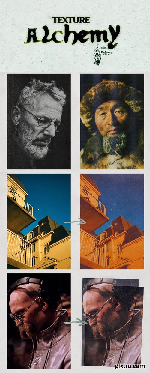 Texture Alchemy - Pro Photoshop Actions + Overlays Texture Alchemy - Pro Photoshop Actions + Overlays