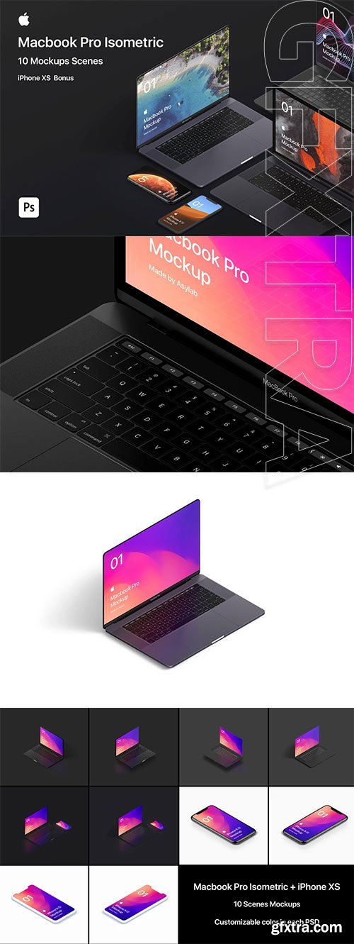 Asylab - Macbook Pro - 10 Scenes Mockups Asylab - Macbook Pro - 10 Scenes Mockups