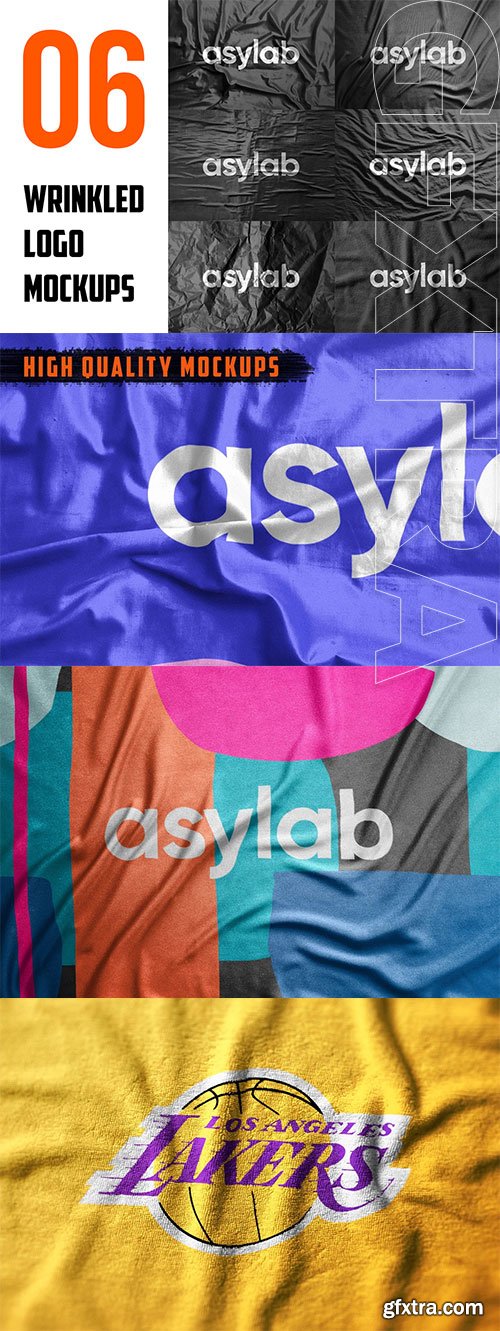 Asylab - 6 Wrinkled Logo Mockups Asylab - 6 Wrinkled Logo Mockups