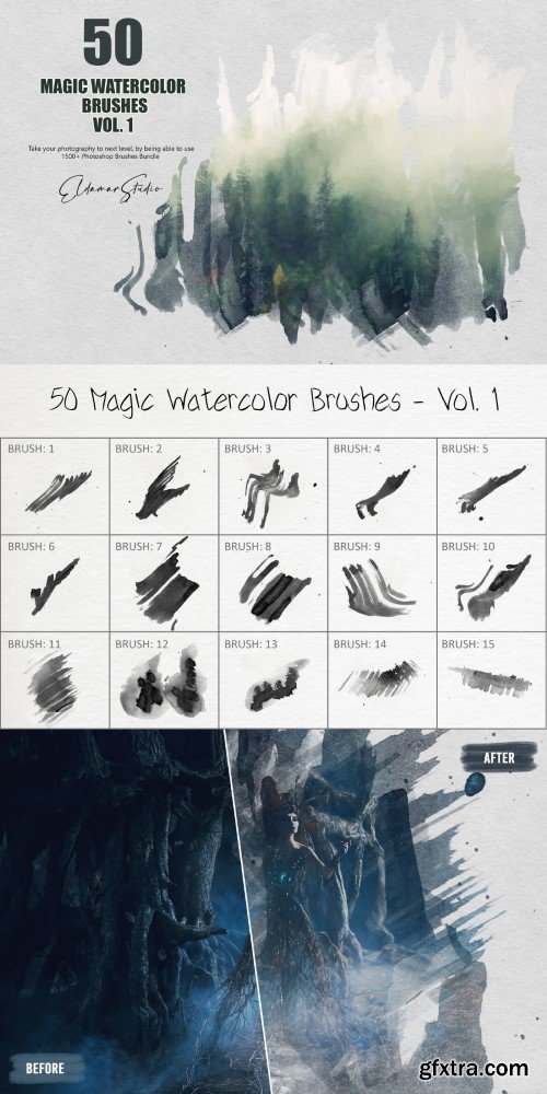 Artstation - 50 Magic Watercolor Brushes - Vol. 1