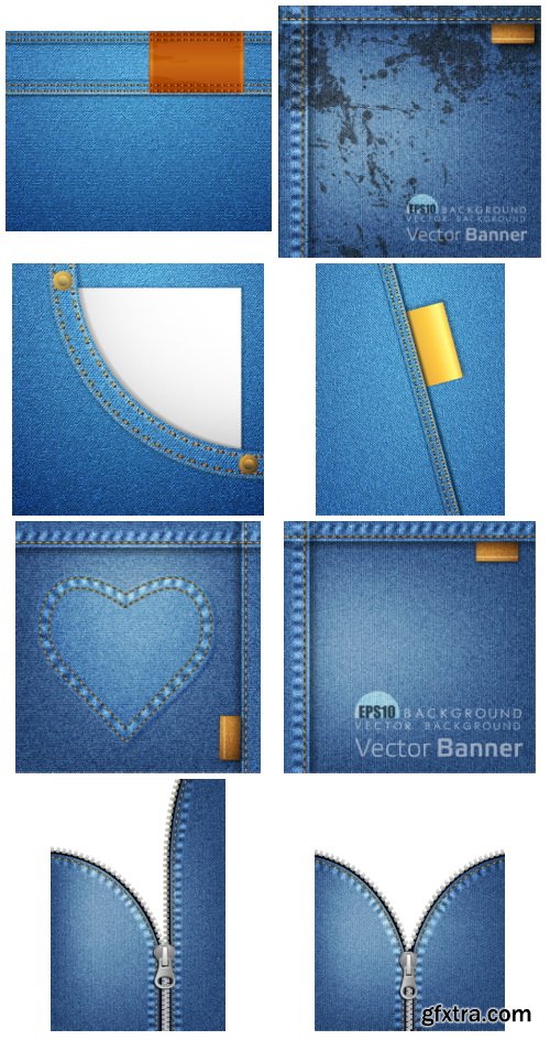 Jeans Denim Textured Design Elements &amp; Templates 73xEPS