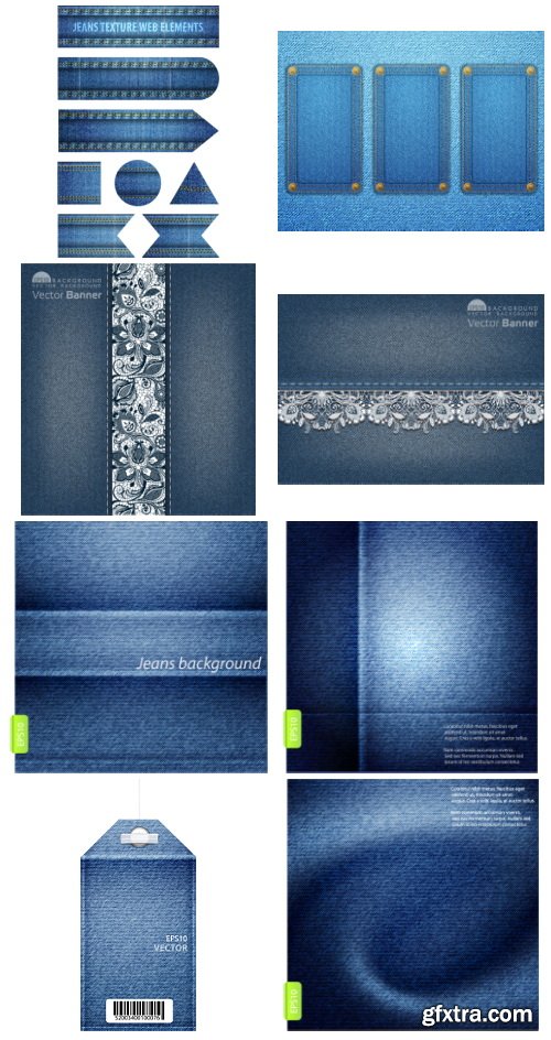 Jeans Denim Textured Design Elements &amp; Templates 73xEPS