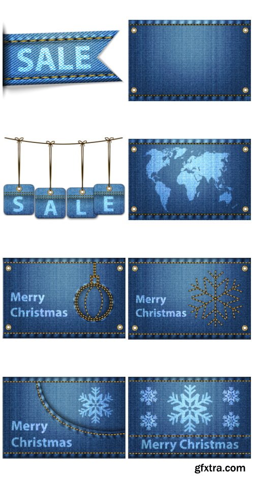 Jeans Denim Textured Design Elements &amp; Templates 73xEPS