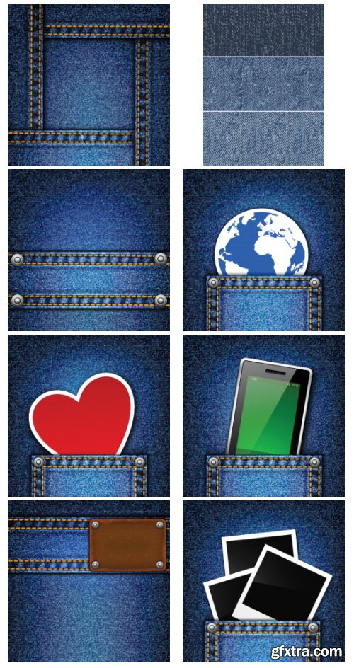 Jeans Denim Textured Design Elements &amp; Templates 73xEPS