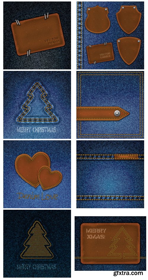 Jeans Denim Textured Design Elements &amp; Templates 73xEPS