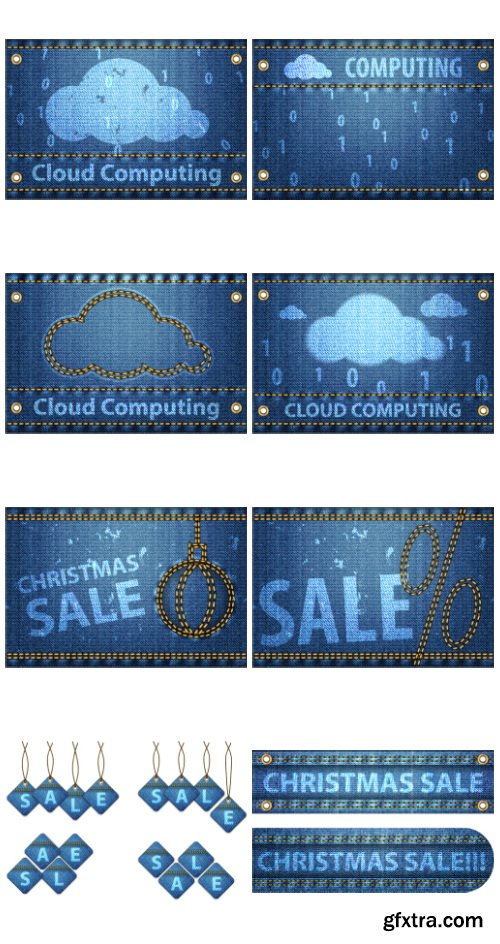 Jeans Denim Textured Design Elements &amp; Templates 73xEPS