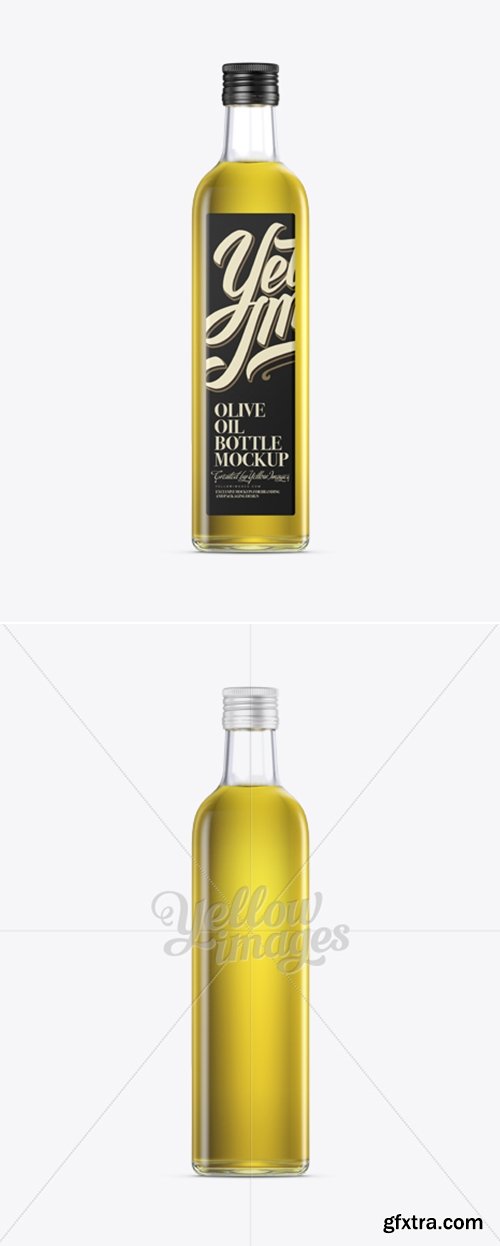 YellowImages - 0.75L Clear Glass Olive Oil Bottle Mockup 12041