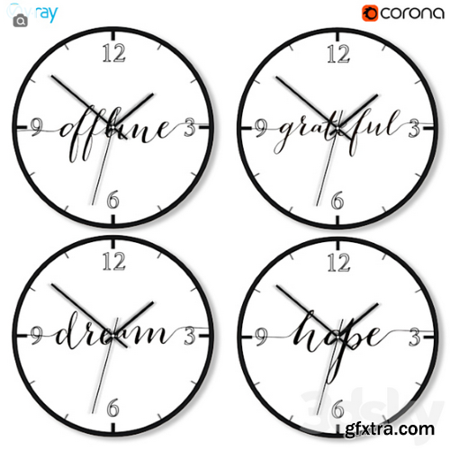 3dsky Pro - A set of wall clocks with motivational inscriptions.