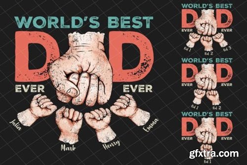 Best Dad Ever 1 to 4 Child Bundle PNG