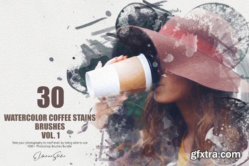 Artstation - 30 Watercolor Coffee Stains Brushes - Vol. 1