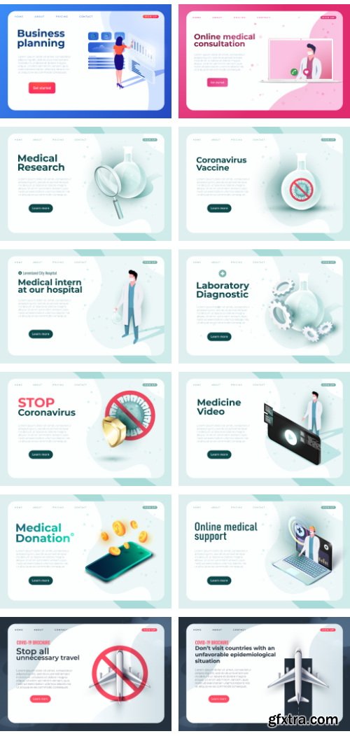 Online Medical Support Medicine Banners 12xEPS