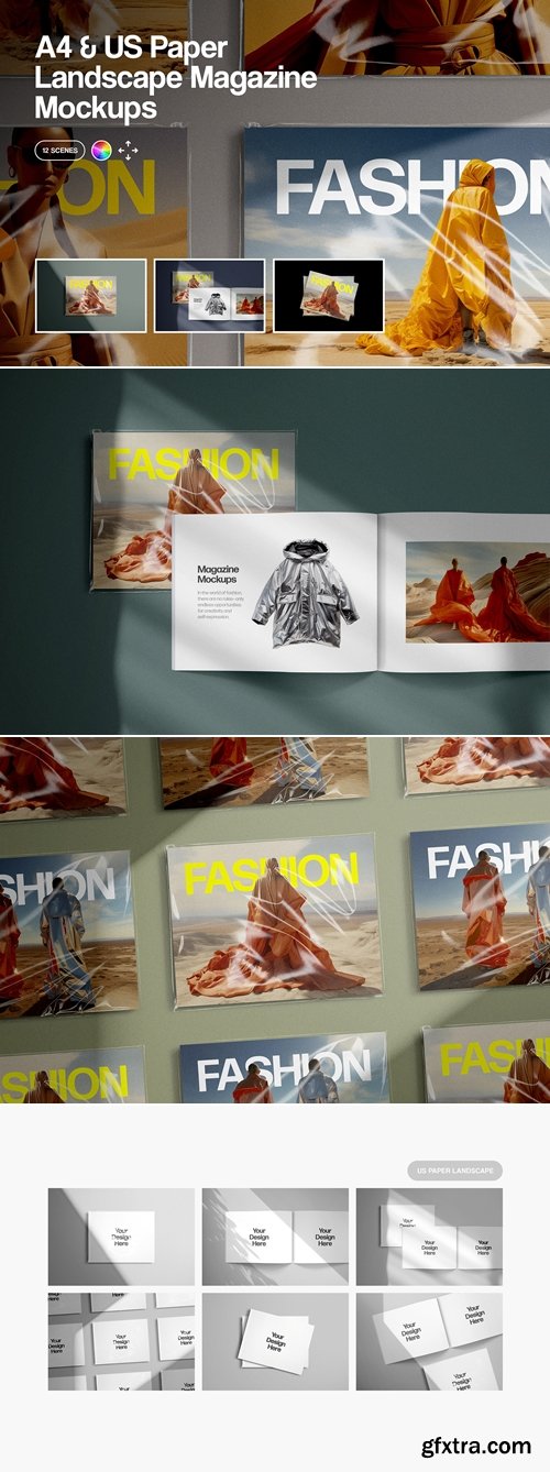 Pixelbuddha - A4 & US Paper Landscape Magazine Mockups 1424