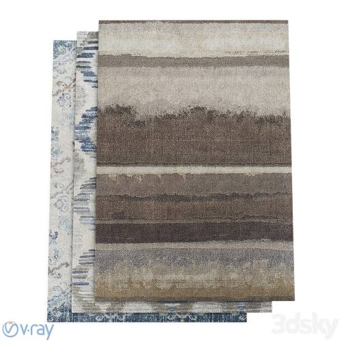 '3dsky Pro - Dalyn Antigua Blue, Linen and Mocha Rugs'