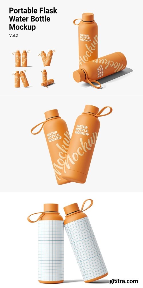Portable Flask Water Bottle Mockup Vol.2