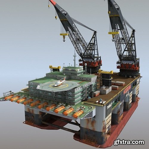 Turbosquid - Oil Rig Dual Crane_Vessel (Multi format)