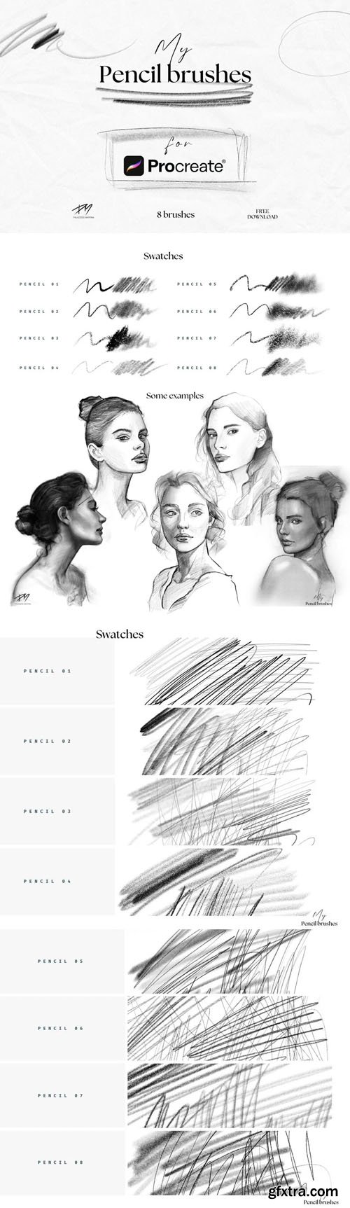 8 Pencil Brushes Pack for Procreate 8 Pencil Brushes Pack for Procreate