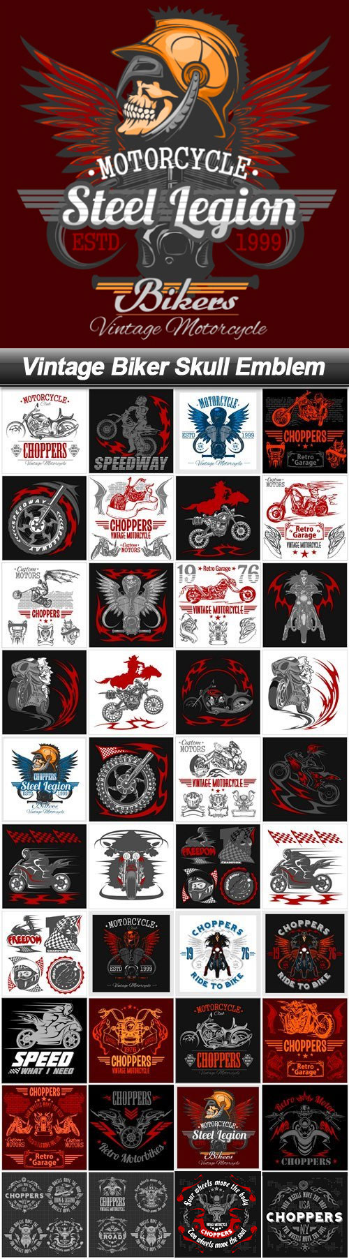 Vintage Biker Skull Emblems 40xEPS Vintage Biker Skull Emblems 40xEPS