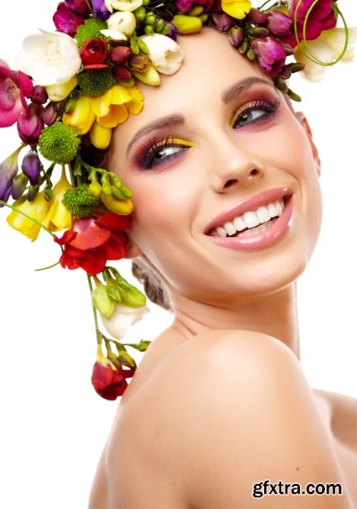 Beautiful Female Face With Flowers 25xJPG