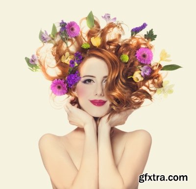 Beautiful Female Face With Flowers 25xJPG