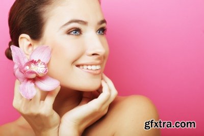 Beautiful Female Face With Flowers 25xJPG