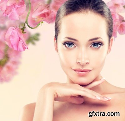 Beautiful Female Face With Flowers 25xJPG