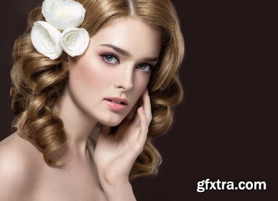 Beautiful Female Face With Flowers 25xJPG