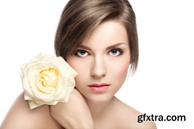 Beautiful Female Face With Flowers 25xJPG