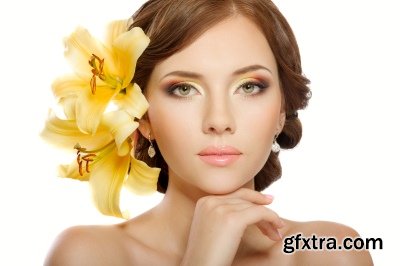 Beautiful Female Face With Flowers 25xJPG