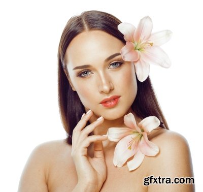 Beautiful Female Face With Flowers 25xJPG