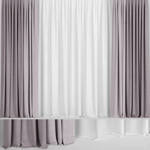 '3dsky Pro - Pink curtains in two colors with tulle.' '3dsky Pro - Pink curtains in two colors with tulle.'