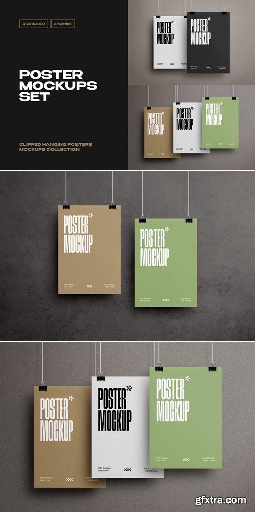 Pixelbuddha - Clipped Poster Mockups Set 4297