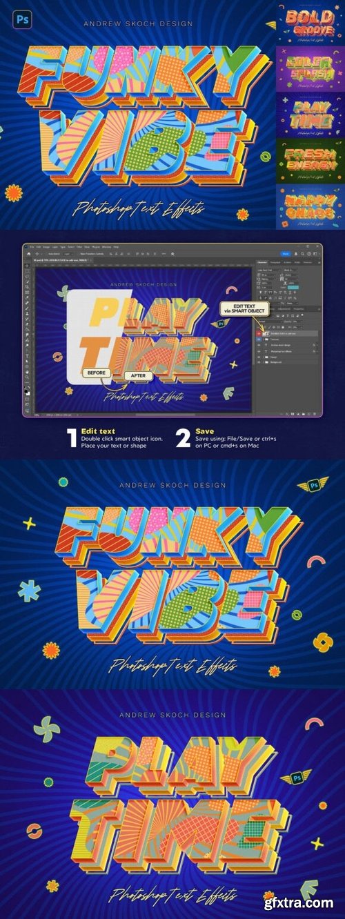 Sliced 3D Text Effects – 6 PSD