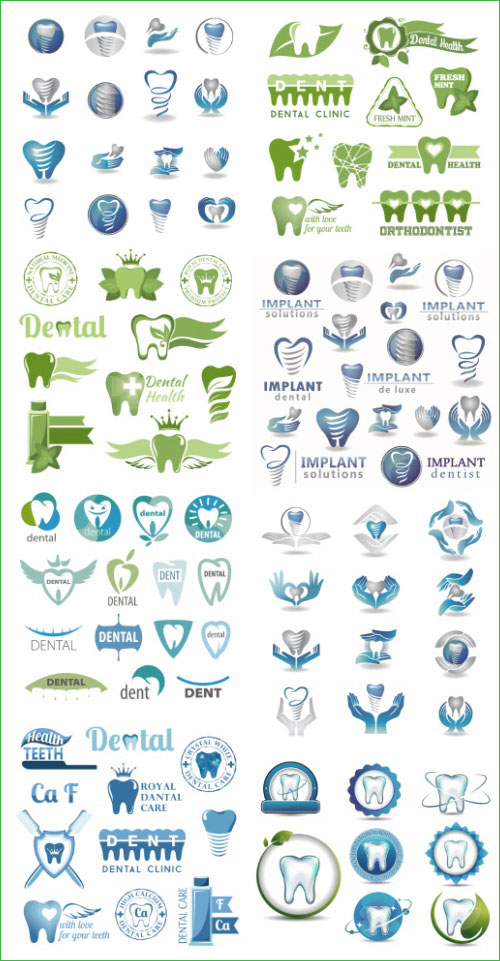 Set of Dental Decorative Elements 8xEPS