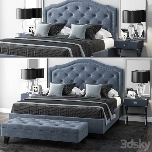 '3dsky Pro - Bed LuXeo Brentwood Queen Tufted'
