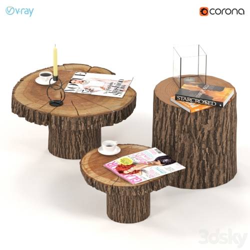 '3dsky Pro - A set of coffee tables from slabs and stumps.'